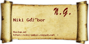 Niki Gábor névjegykártya